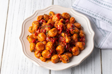 Traditional delicious Turkish food; bulgur garlic meatball (Turkish name; Sarimsakli bulgur kofte or Fellah koftesi)