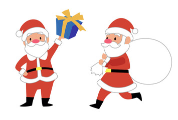 Vector illustration of Santa Claus and reindeer with Christmas gifts