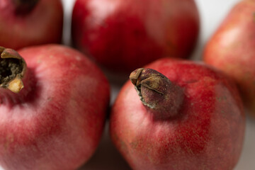 Pomegranate On White Background Close Up