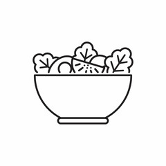 Bowl of salad illustration with simple line design. Salad line icon