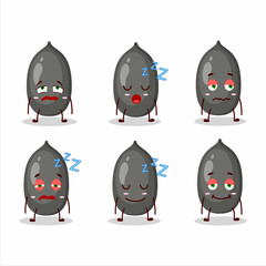 Cartoon character of sunflower seeds with sleepy expression