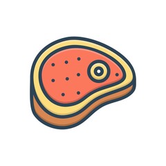 Color illustration icon for meat