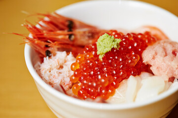Raw Shrimp Raw Salmon Roe Bowl