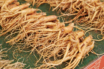 Ginseng on display in a traditional market