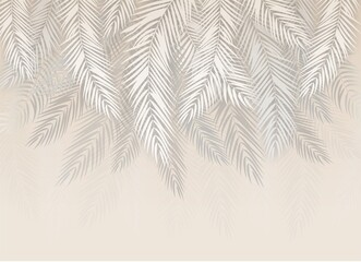 Palm leaves, palm branches, abstract drawing, tropical leaves. - 455910605