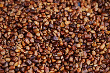 Grains displayed in a traditional market