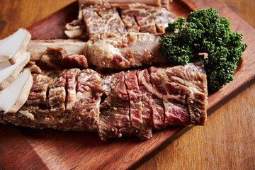 Raw ribs on a cutting board