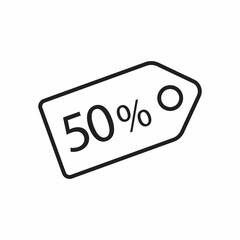 50% tag icon, stock illustration flat design style