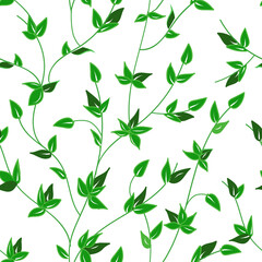 green leave seamless pattern on white