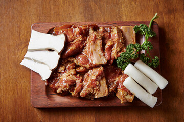 Seasoned Raw Pork Ribs on a Cutting Board
