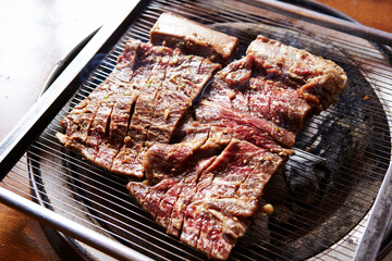 grilled meat on the grill
