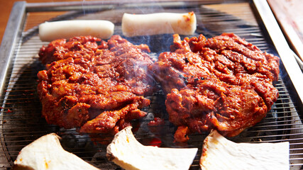grilled meat on the grill