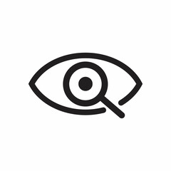 Magnifier with eye outline icon. Find icon, investigate concept symbol