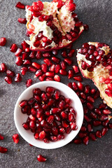 pomegranate seeds in a bowl