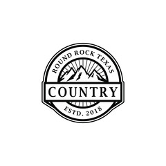 Vintage Country Mountain Round Rock Texas Logo