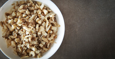 chopped mushrooms in a bowl 