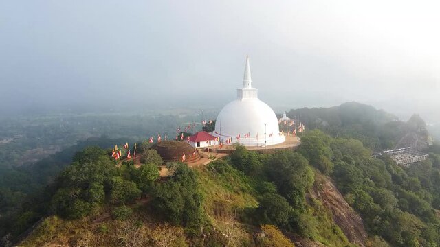 Mihintale hill stupa aerial drone video, - Fabruary 25, 2020 at Mihintale hill, Sri Lanka