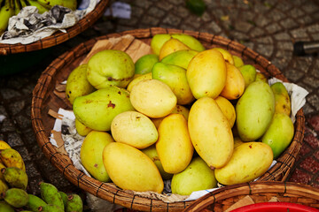 Tropical fruits on display at the market