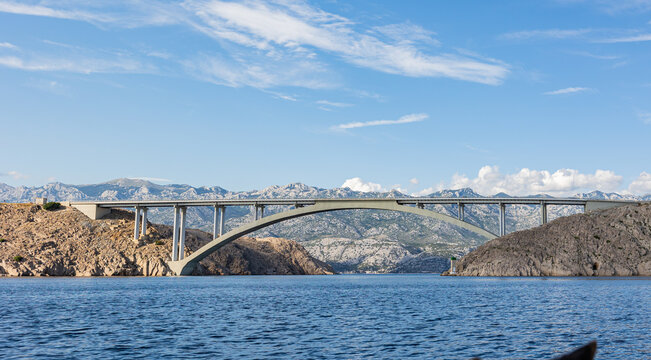 Breathtaking view of Krk bridge in Croatia
