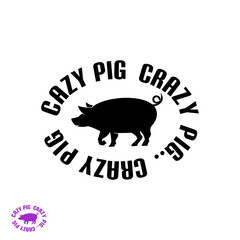 black crazy pig logo, silhouette of strong pig walking around vector illustrations