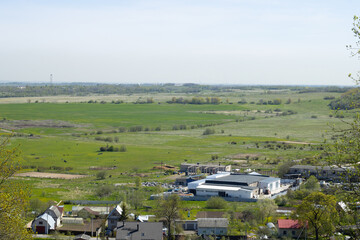 Field and houses