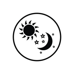 Eclipse, moon, sun icon. Black design.