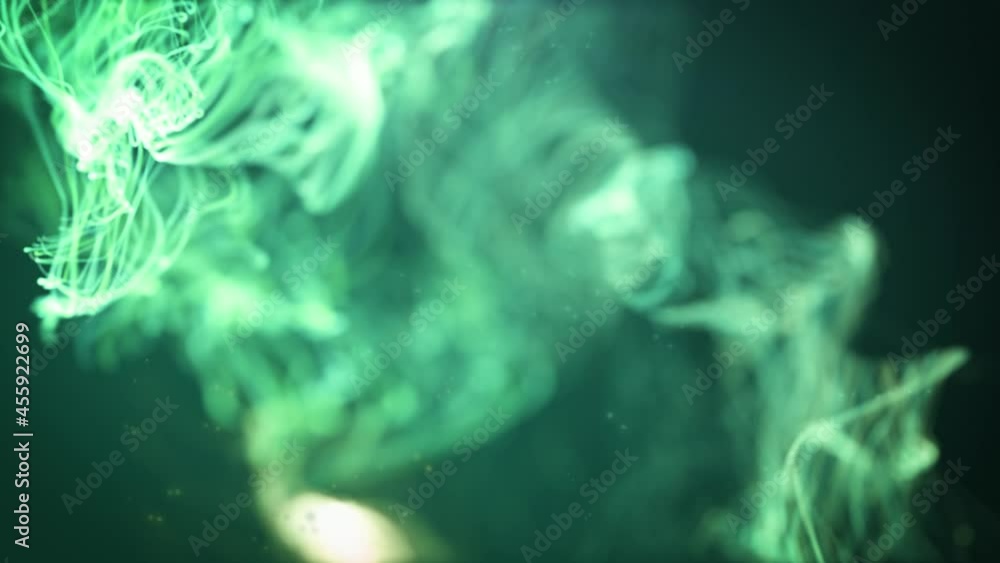 Poster abstract fluid particles graphic intro background/ 4k animation of an abstract fluid particles backg