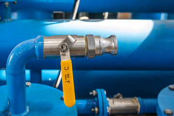 View of the one inch ball valve with pipe connection. A ball valve is a flow control device which...