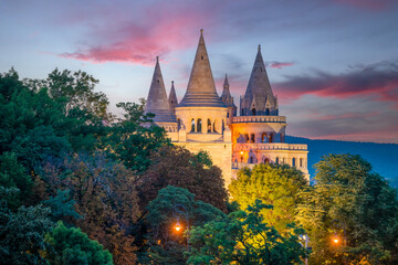 Fishermans bastion in Budapest Hungary. 
Unique perspective about a famous tourist attraction in in...