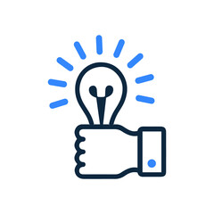 Lamp, hand, led light icon. Simple vector design.