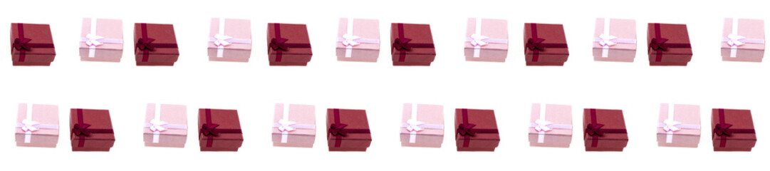 pink and red giftbox on white isolated background border