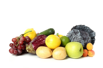 Vegetables and fruits isolated on white background