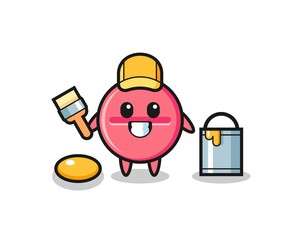 Fototapeta premium Character Illustration of medicine tablet as a painter