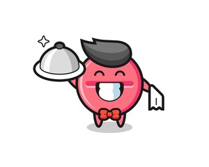 Character mascot of medicine tablet as a waiters