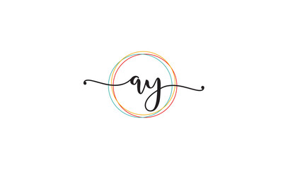 Initial A Y letter handwriting logo Design

