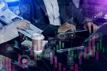 Business digital finance marketing chart, Future technology innovation background, Digital transformation stock marketing concept.
