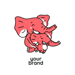 orange baby and mom elephant running logo