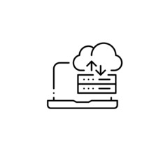 Cloud information storage server connected to your laptop. Pixel perfect, editable stroke icon