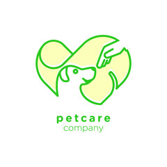Pet Care Logo with Dog in love icon