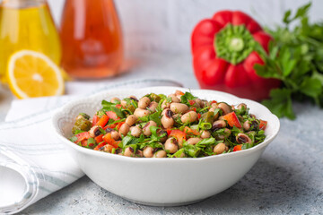 Traditional delicious Turkish food; dried black eyed peas salad (Turkish name; kuru borulce salatasi)