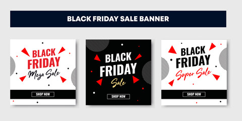 Black friday social media post template, banner advertisement and sale