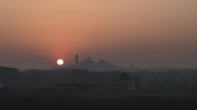 Timelapse of the sunset over the silhouette of La Seu vella de Lleida