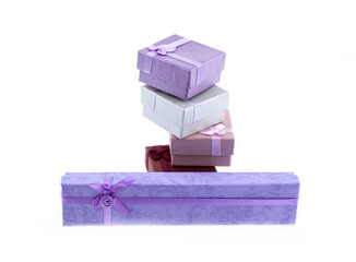 giftbox stack of gifts long and square on isolated background pastel colors