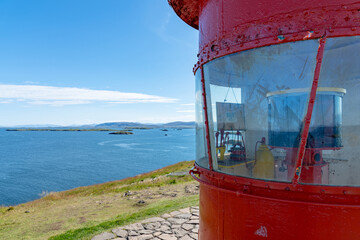 red lighthouse in the port