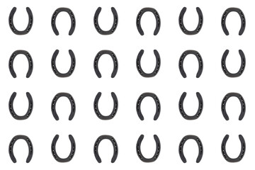 horseshoes iron brown on white background pattern design stem symbol patricks day