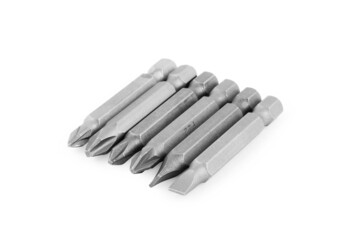 Drill bits of different sizes isolated over white background