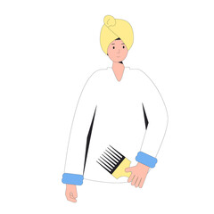 Portrait of woman wearing turban on head washing hair