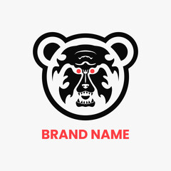 bear head logo concept. creative, animal, flat, monogram and modern logotype. suitable for logo, icon, symbol and sign. such as e sports, sports, strong logo and t shirt design