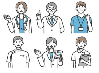 福祉、医療従事者の人物のベクターイラスト素材／医者／看護師／上半身／バストアップ