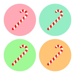 Set of candy cane icons. Vector illustration.